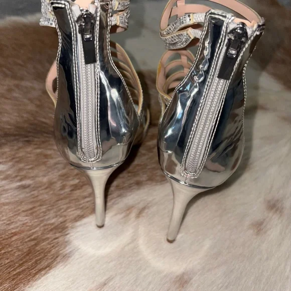 Aldo Silver Strappy High Heel Sandals - Picture 6 of 8